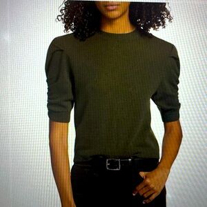 Frame ruched sleeve cashmere sweater. color: Surplus